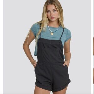 Billabong Wild Pursuit Yarn-Dyed Overalls Romper Large
